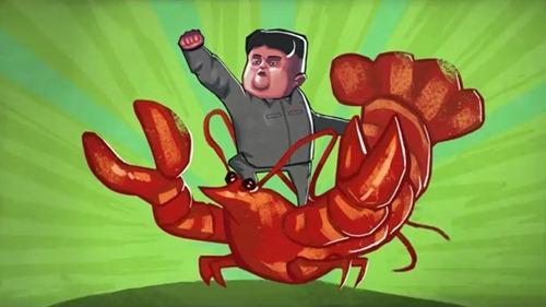 Kim Jong Un a cavallo di un'aragosta